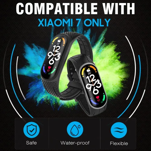 Miniatura 2 de MoKo Paquete de 2 correas compatibles con Xiaomi Mi Band 7, pulsera deportiva de repuesto de silicona suave para mujeres y hombres