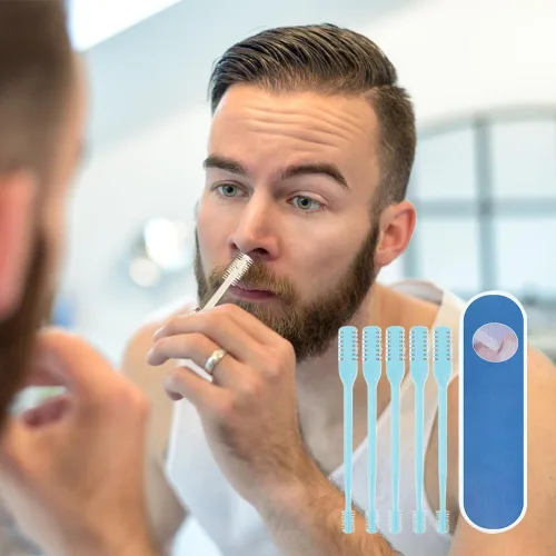 Miniatura 2 de 3 cortadores nasales de pelo nasal, herramienta de eliminación de vello manual de 360° con rotación de 360°, cuchilla de vello de nariz de doble