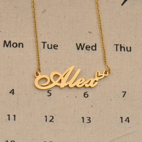 Miniatura 2 de HUAN XUN Collar personalizado con cualquier nombre para mujer en oro y plata