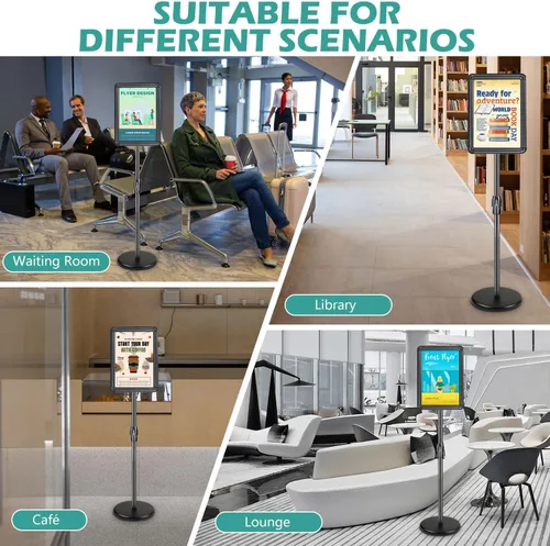 Miniatura 7 de Soporte para letreros – Paquete de 6 soportes ajustables para letreros de pie, soporte de póster de piso de pedestal de 8.5 x 11 pulgadas, marco a