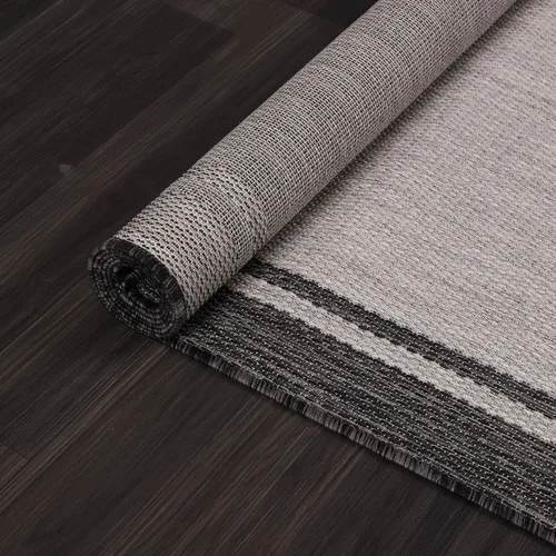 Miniatura 9 de CAMILSON Alfombra para interiores y exteriores, alfombra moderna con borde gris de 6 x 9 pies, para patios interiores y exteriores, alfombras