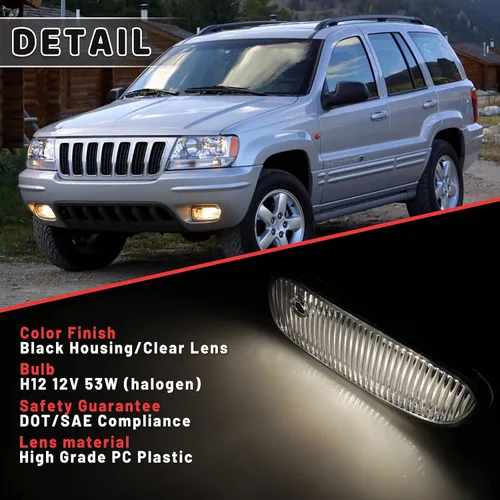 Miniatura 4 de Luces antiniebla aptas para Jeep Grand Cherokee 1999 2000 2001 2002 2003 con bombillas halógenas 1 par