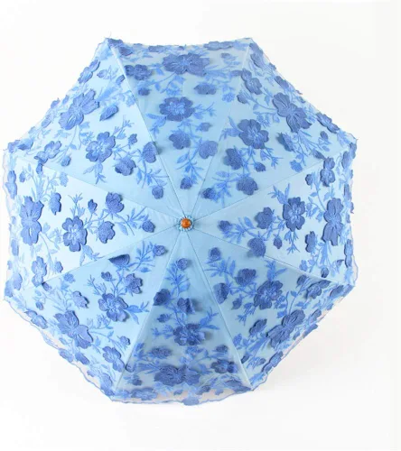Miniatura 133 de Honeystore Sombrilla bordada con flor 3D plegable UV con encaje clásico