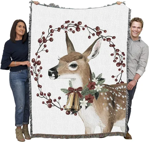 Miniatura 16 de Pure Country Weavers - Cobija con flecos de algodón, tejida, 72 x 54, flores de Navidad, fabricada en EE.UU.