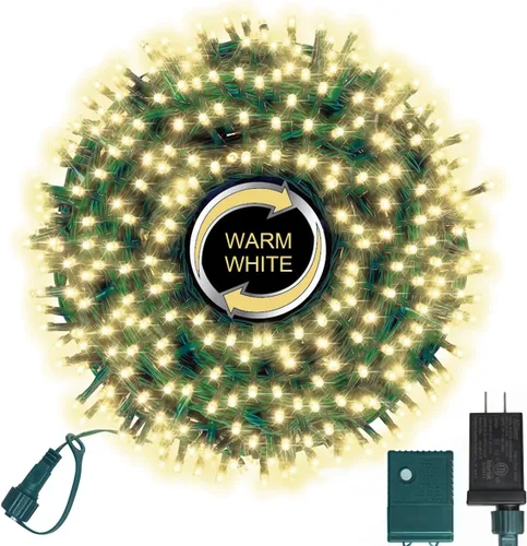 Miniatura 36 de LAMPHOME - Cadena de luces LED de 500 luces para exteriores, 46 pies, con 16 modos, luces impermeables verdes, rojas y rojas-verdes agrupadas