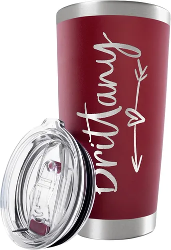 Miniatura 18 de Vaso personalizado con nombre grabado, 12 diseños, vaso de café de 20 onzas con tapa deslizante, aislamiento de doble pared, regalos personalizados