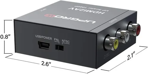 Miniatura 4 de UPGROW HDMI a RCA, 1080p HDMI a AV RCA CVBs convertidor de audio de vídeo compuesto adaptador soporta PAL/NTSC para TV Stick, Roku, Chromecast