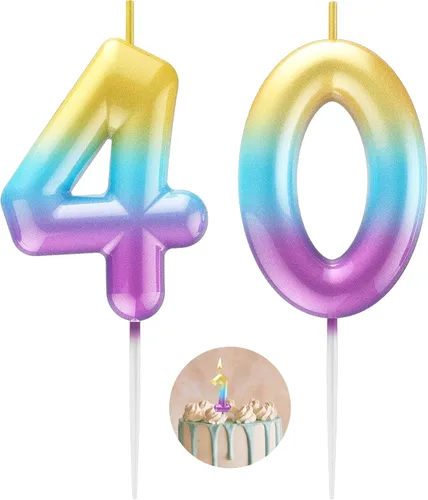 Miniatura 15 de Velas número 2 arcoíris con número 3D de feliz cumpleaños para decoración de fiesta de pastel de cumpleaños, suministros de celebración