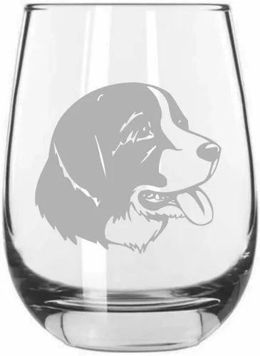 Miniatura 149 de Sakhalin Husky Dog - Copa de vino grabada personalizada de 15.25 onzas sin tallo