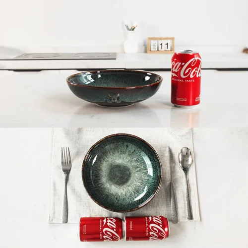 Miniatura 4 de Juego de cuencos de cerámica de 39 onzas, ensaladera, tazón de pasta, cuenco para servir, cuenco de cena, plato profundo/ancho, apto