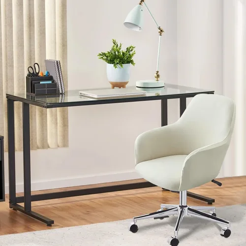Miniatura 2 de Iauddy Funda de Silla Giratoria de Acento para Comedor para Oficina, Funda Elástica para Silla de Escritorio de Oficina de Respaldo Medio Protector