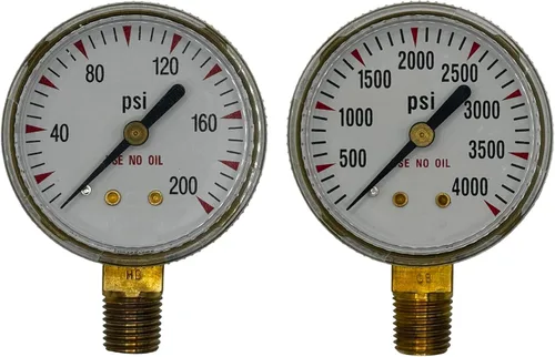 Medidores de reemplazo de baja y alta presión para regulador de oxígeno 2" x 200 psi y 4000 psi