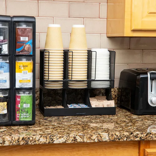 Miniatura 6 de Mind Reader "Flume" Organizador con 6 compartimientos para condimento y tazas, Malla Negra