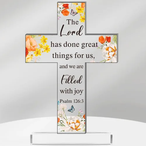 Miniatura 9 de Regalos Cristianos de Acrílico Chunful para Mujer y Hombre Cruz de Jesús Religiosa y Decorativa con Versículos de la Biblia y Oraciones Cruz