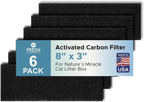 Fresh Headquarters Paquete de 6 filtros de carbón activado para caja de arena para gatos Nature's Miracle Oval - Filtros de carbón para cajas de