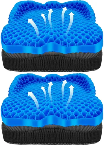 NEW-Vi Cojín antideslizante para asiento de kayak, cojín de gel doble grueso, cojín de asiento de gel impermeable para kayak, alivio del dolor de