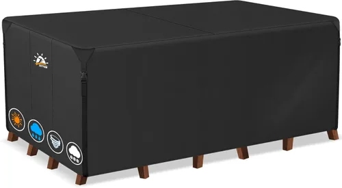Miniatura 9 de Zettum Funda cuadrada para muebles de patio, funda de mesa 600D para exteriores, impermeable y resistente, juego de fundas extra grandes para mesa