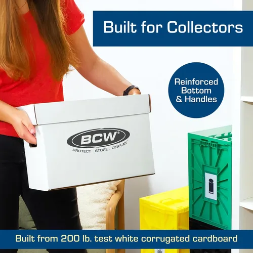 Miniatura 4 de BCW Caja de almacenamiento de cómics corta, paquete de 3, capacidad para 150-175 cómics actuales/de la era plateada, apilable, duradera, de 200