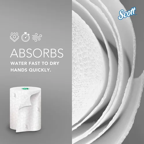 Miniatura 8 de Scott Professional Toallas de papel duro de alta capacidad, a granel (25700), enrolladas duras, diseño elevado, bolsillos de absorción, blanco