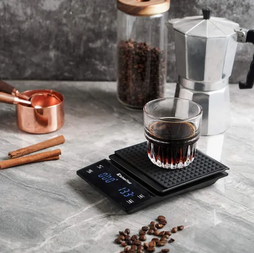 Miniatura 6 de Báscula de café KitchenTour con temporizador 3 kg/0,1 g, báscula de alta precisión para verter sobre goteo Espresso con pantalla LCD retroiluminada