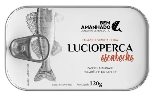 Bem Amanhado - Pescado gourmet de agua dulce enlatado - Zander (lucioperca de arena) en adobo - 4.23oz / 120gr (paquete de 3 latas)