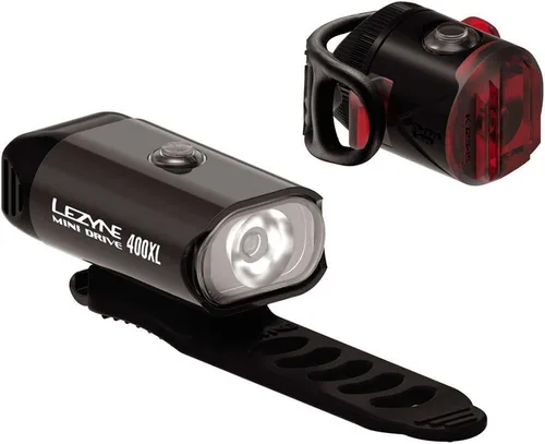 Lezyne Mini Drive 400XL y Femto USB Drive Pro - Juego de luces para bicicleta, par delantero y trasero, LED blanco y rojo, 400/5 lúmenes, carretera,
