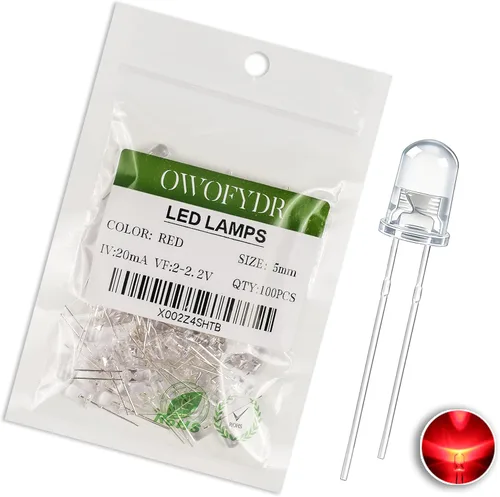 Miniatura 15 de 100 lámpara LED de diodo de luz blanca cálida de 5mm (Lente Transparente Redonda DC 3V 20mA) Bombilla de iluminación, componente electrónico, luz
