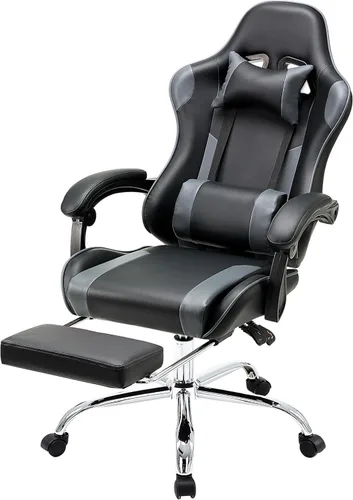Miniatura 23 de NEWBULIG Silla de escritorio para juegos de computadora, soporte lumbar ergonómico grande con reposabrazos abatibles y ruedas giratorias de 360°