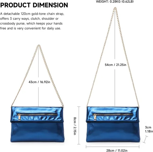 Miniatura 5 de Bolso de mano para mujer, bolso de noche con correa de cadena, sobre de moda, bolso cruzado de boda formal