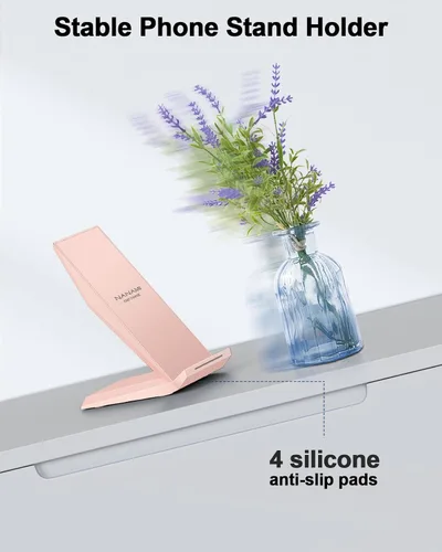 Miniatura 7 de Cargador inalámbrico con cargador de teléfono USB C, soporte de carga certificado Qi con adaptador PD de 20 W compatible con iPhone 17/17 Rosa