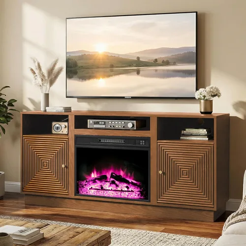 Miniatura 12 de RoyalCraft Soporte de TV negro para televisores de hasta 65 pulgadas, centro de entretenimiento moderno de mediados de siglo con almacenamiento