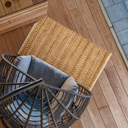 Miniatura 8 de Jute Patsan - Alfombra tejida a mano de 2 x 3 pies, diseño de rayas torcidas naturales, alfombra de piso suave para entrada, cocina, dormitorio