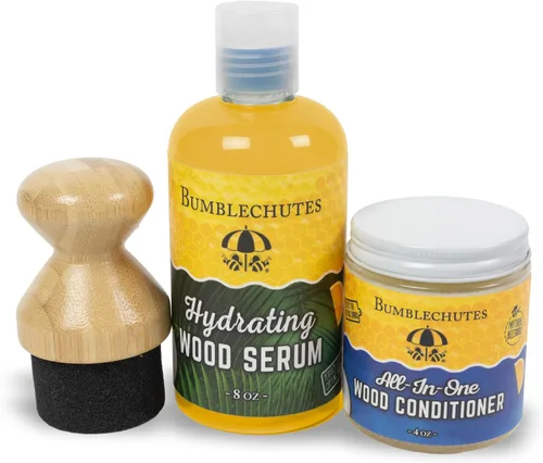 Miniatura 8 de Bumblechutes Kit de cuidado de tabla de cortar de madera, caja de regalo, limpia, hidrata, protege, tabla de cortar de cera de abeja natural, aceite