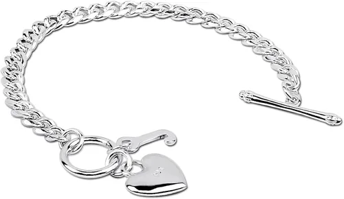 Miniatura 3 de IVYRISE Pulsera con dije de corazón de amor para mujeres, adolescentes y niñas, chapada en plata de ley 925, pulseras de cadena de eslabones