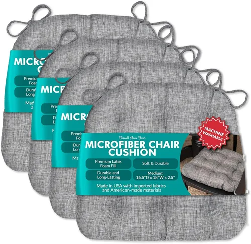 Miniatura 15 de Barnett Almohadilla para silla de comedor con lazos. Gamuza microfibra, microgamuza, reversible, relleno de espuma de látex, se puede lavar a Negro