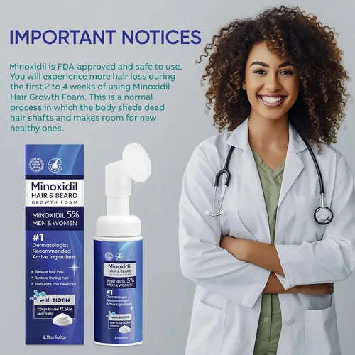 Miniatura 5 de Espuma de minoxidil al 5 % para hombres y mujeres, minoxidil para el crecimiento del cabello, tratamiento extra fuerte para el crecimiento