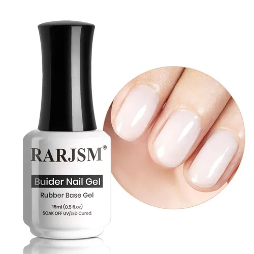 Miniatura 44 de RARJSM Esmalte de uñas de gel con base de goma de fibra de vidrio rosa y flor de cerezo desnudo, para reparar uñas rotas, fortalecedor, capa base
