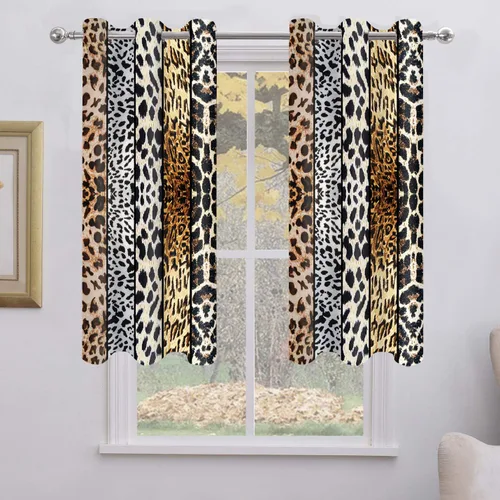 Miniatura 55 de Cortina opaca con estampado de animales salvajes, para oscurecer la habitación, con aislamiento térmico, con ojales para sala, comedor, dormitorio