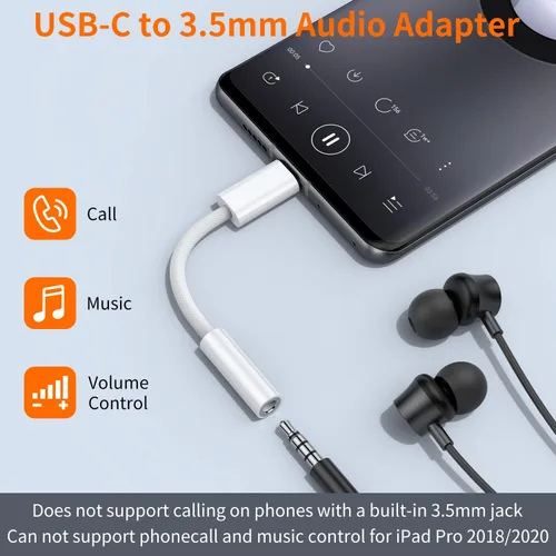 Miniatura 2 de JXMOX Adaptador USB tipo C a conector de auriculares hembra de 0.138 in (paquete de 2), cable USB C a audio auxiliar para iPhone 17 Air 16 15 Pro