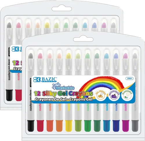 Miniatura 12 de BAZIC PRODUCTS Crayones de gel sedosos, 12 colores, lavables