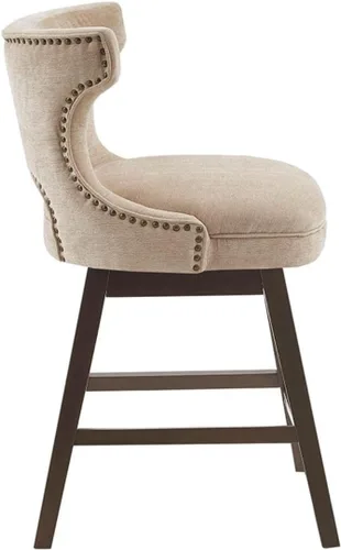 Miniatura 5 de Madison Park Emmett - Taburete giratorio para mostrador, elegante y moderno, con respaldo redondo, altura de encimera, silla de isla de cocina, Beige