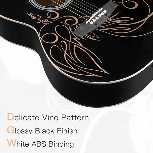 Miniatura 4 de Guitarra acústica de concierto WINZZ AF227A de 39 pulgadas con kit completo, enredadera delicada