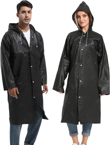 Miniatura 23 de 2 piezas de ponchos de lluvia reutilizables para adultos, abrigos de lluvia para adultos, chaquetas de lluvia, impermeables para hombres y mujeres