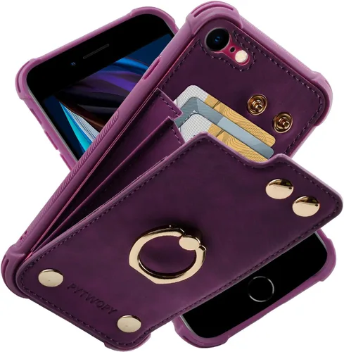 Miniatura 42 de Funda tipo cartera compatible con iPhone XR/10R con tarjetero de crédito, funda protectora de cuero a prueba de golpes compatible con anillo