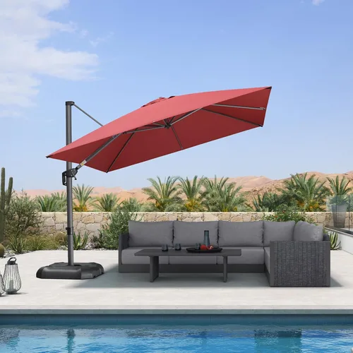 Miniatura 53 de PURPLE LEAF Sombrilla de Patio de 8 Pies para Exteriores Sombrilla Cantilever Cuadrada de Aluminio Sombrilla Offset con Rotación de 360 Grados