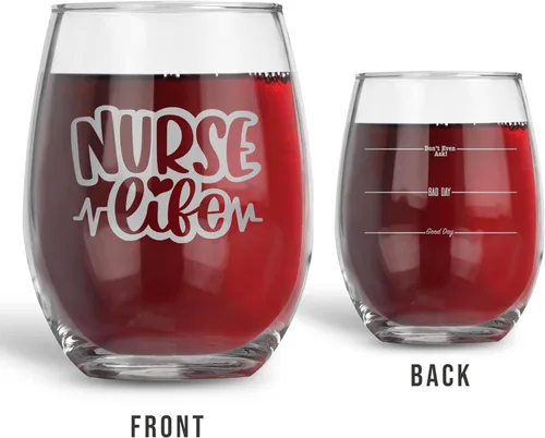 Miniatura 2 de Bad Bananas Regalos para enfermeras para mujeres, copa de vino sin tallo de 21 onzas, tinta plateada metálica, regalos certificados para el día