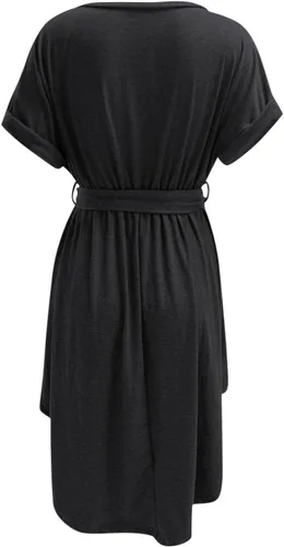 Miniatura 3 de Minivestidos para mujer, 2024, primavera, verano, casual, cómodo, cuello redondo, manga corta, vestido de playa liso básico de moda