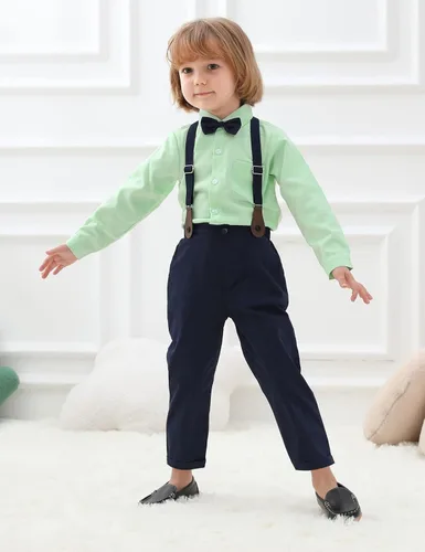 Miniatura 25 de A&J DESIGN Conjunto de ropa formal para niños pequeños con tirantes y tirantes