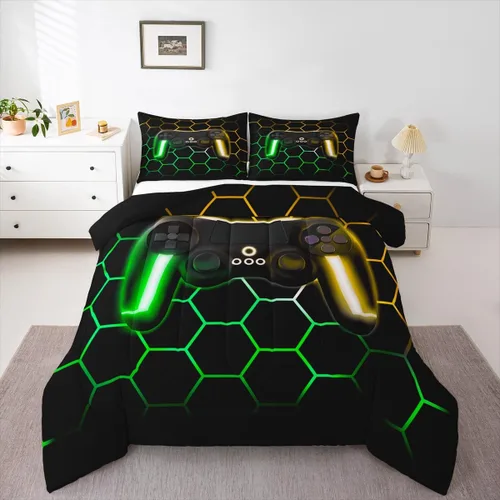 Miniatura 27 de Edredón de videojuegos para niños y adolescentes, juego de ropa de cama individual, juego de edredón para niños y jugadores, decoración del hogar