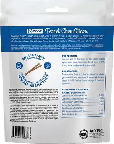 Miniatura 2 de N-Bone Palitos masticables para hurones sabor salmón, bolsa de 3.74 onzas